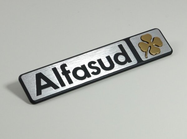 Modellzeichen Schriftzug Alfasud Kleeblatt gold Alfasud NOS-Original